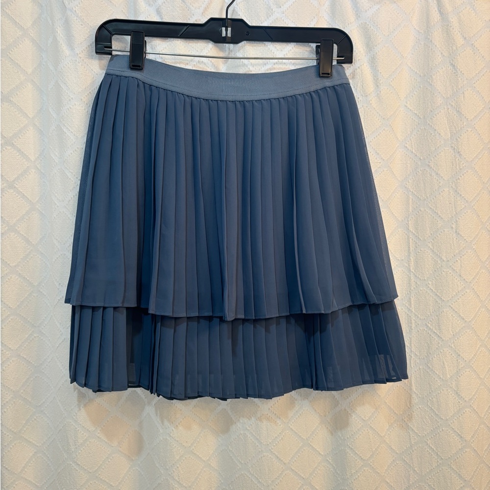 Lauren Conrad dusty blue pleated skirt elastic waist